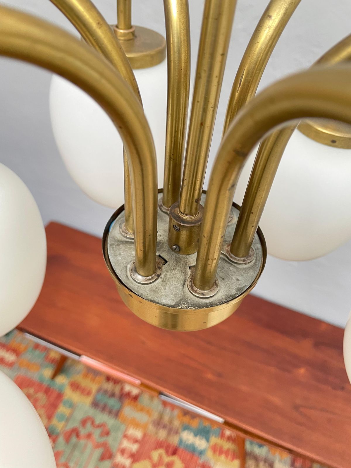 photo furniture Danish Modernist 6 Arm Chandelier Pendant By Lyfa