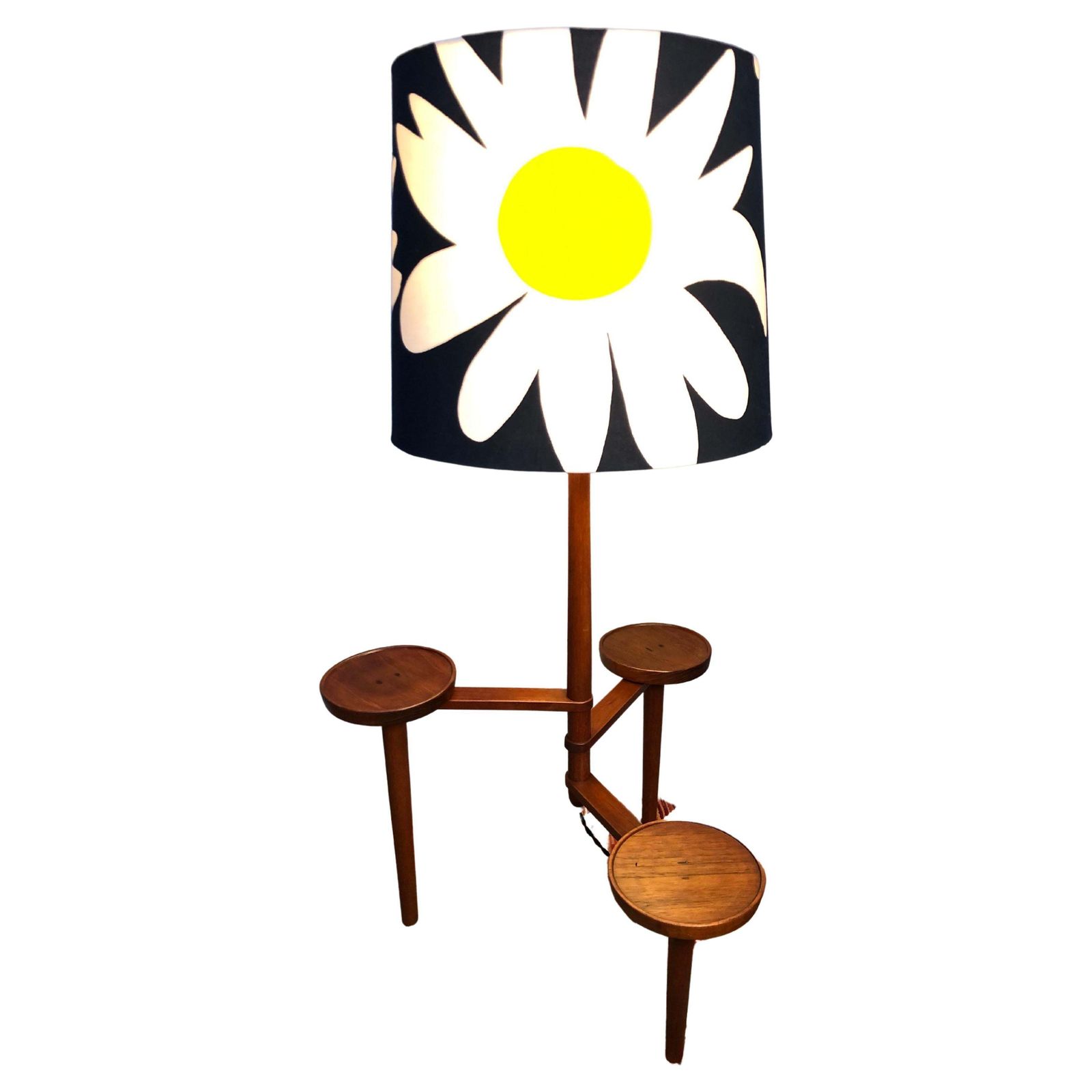 Vintage Teak Floor Lamp With Maija Isola Lamp Shade