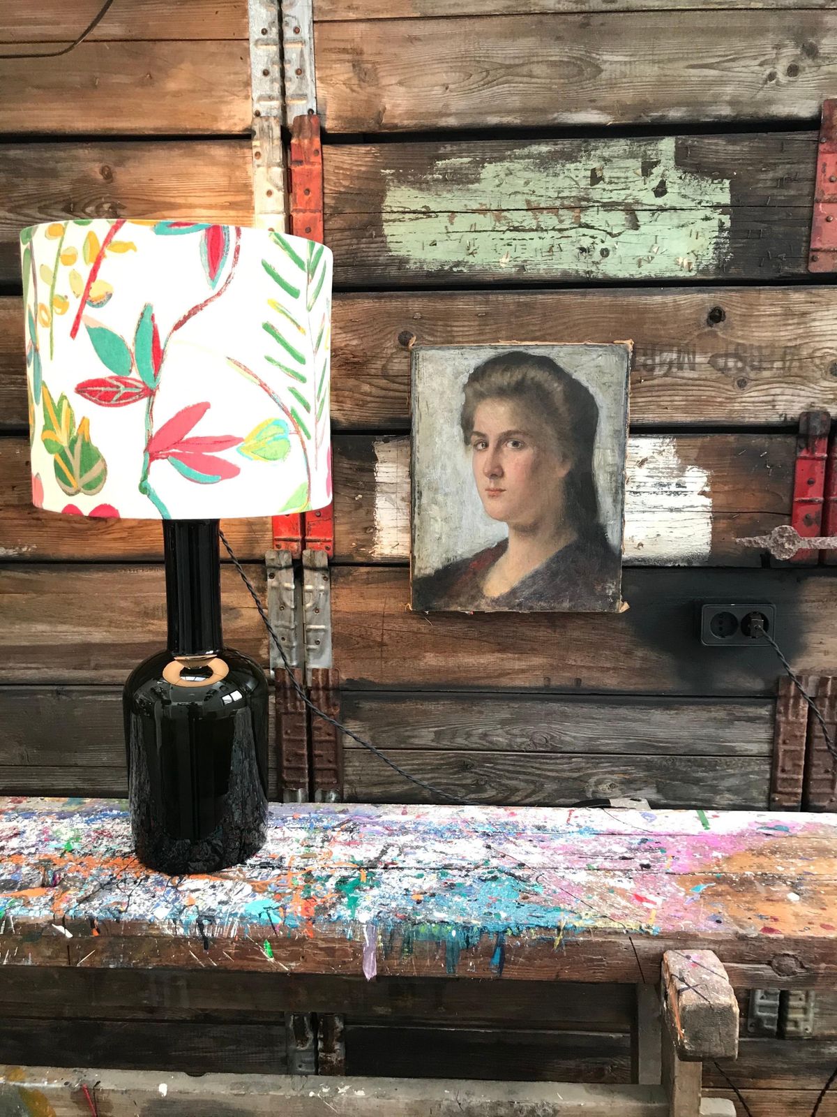 Striking Oil On Canvas Portrait Of A Young Lady photo vintage