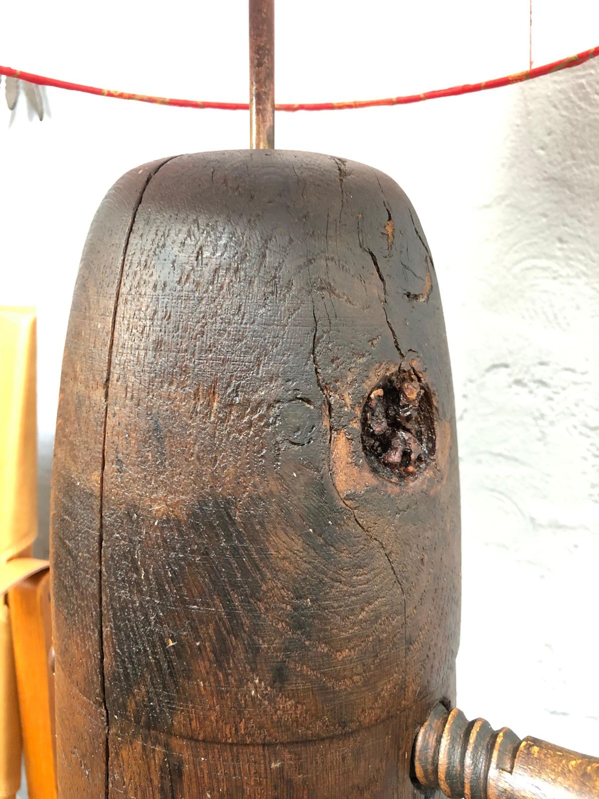 Truly Stunning Antique Wooden Hat Stretcher Stand Table Lamp photo vinterior