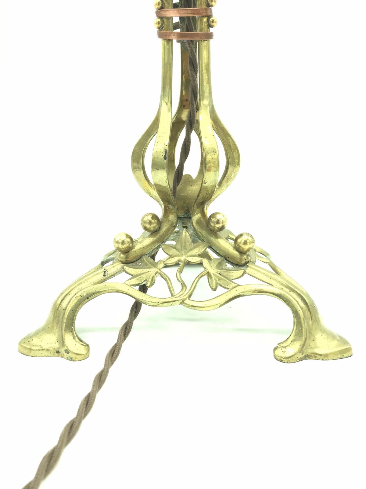 Large Antique Brass Table Lamp In The Manner Of Was Benson photo vintage