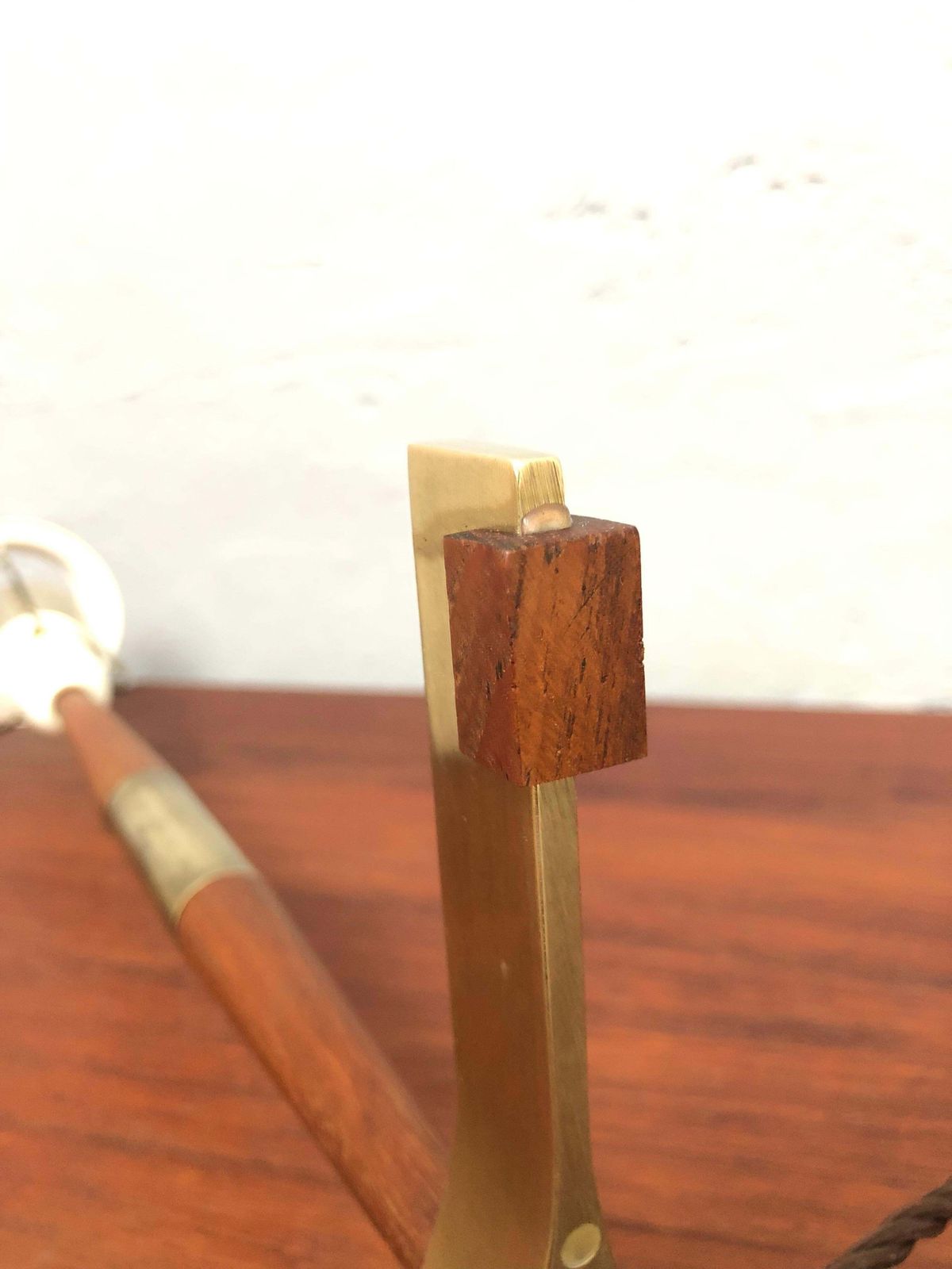 Midcentury Jo Hammerborg President Table Lamp For Fog & Mørup In Teak And Brass photo Lighting