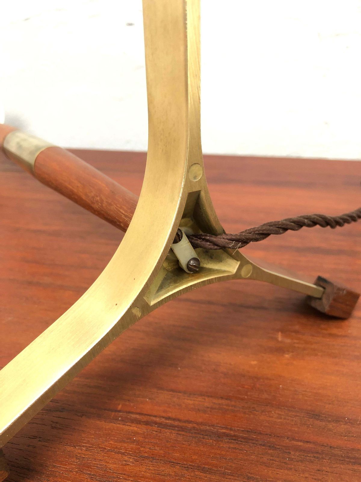 Midcentury Jo Hammerborg President Table Lamp For Fog & Mørup In Teak And Brass photo 678.0