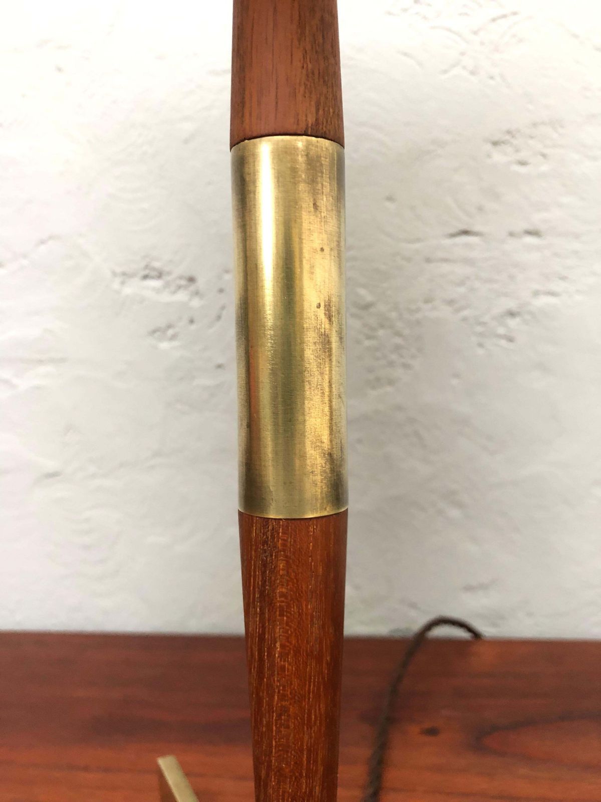 Midcentury Jo Hammerborg President Table Lamp For Fog & Mørup In Teak And Brass photo vintage