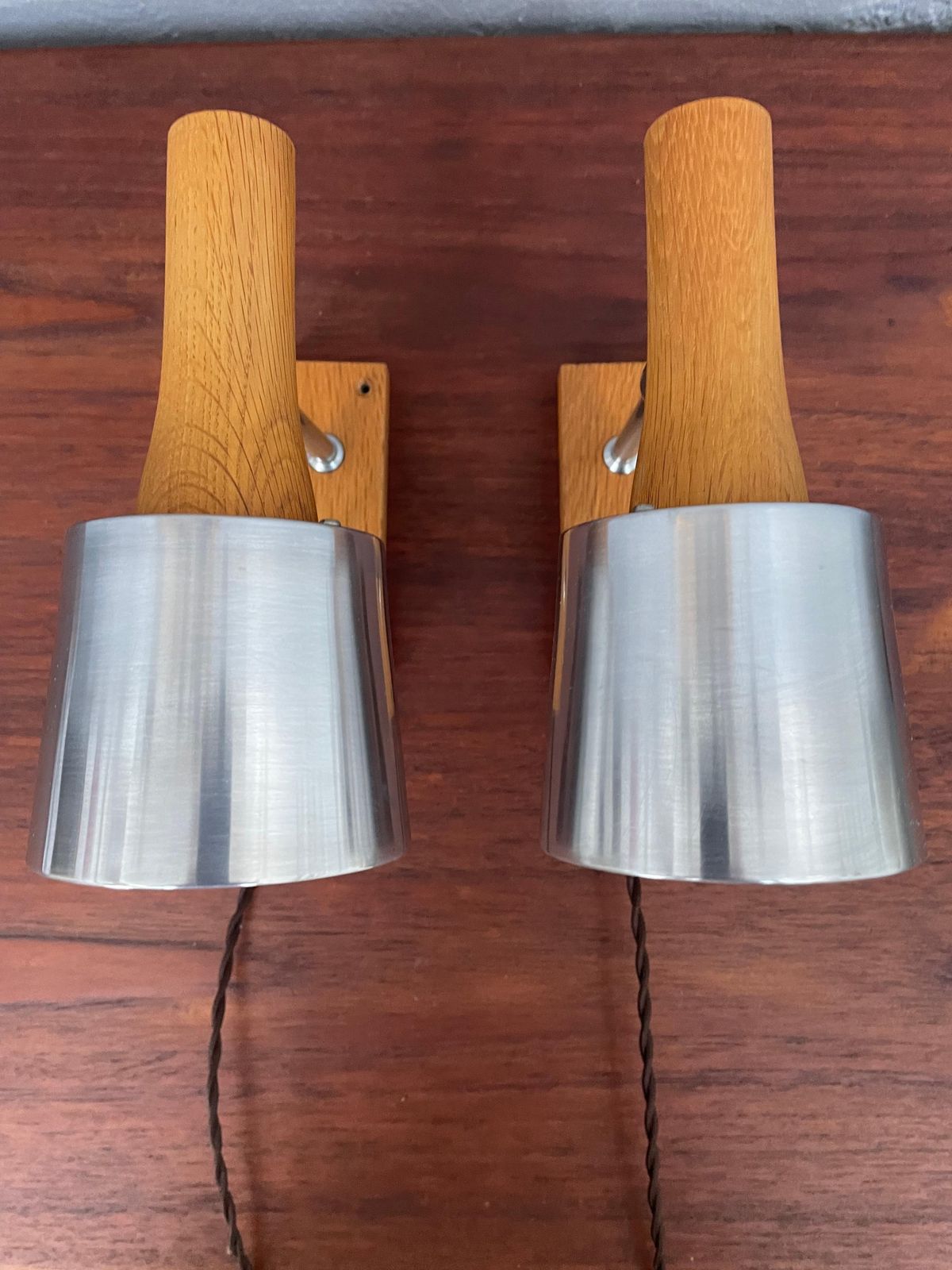 A Pair Of Mid Century Wall Lamps By Lyfa Of Denmark In Teak photo furniture