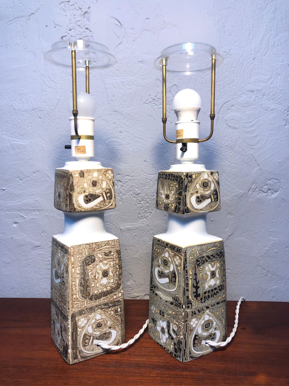Pair Of Mid Century Ceramic Table Lamp By Nils Thorssen For Fog And Mørup photo vinterior