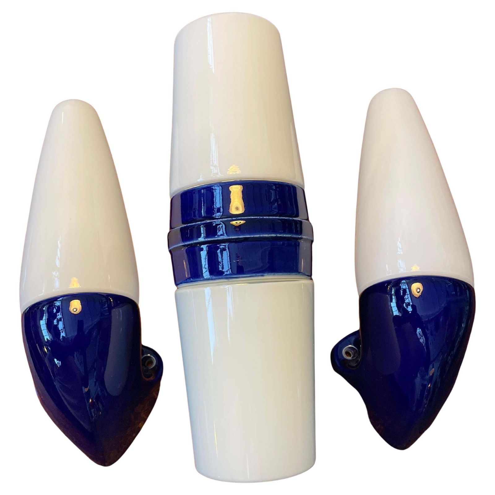 A Set Of 3 Vintage Ifö Of Sweden Ceramic Bathroom Lamps