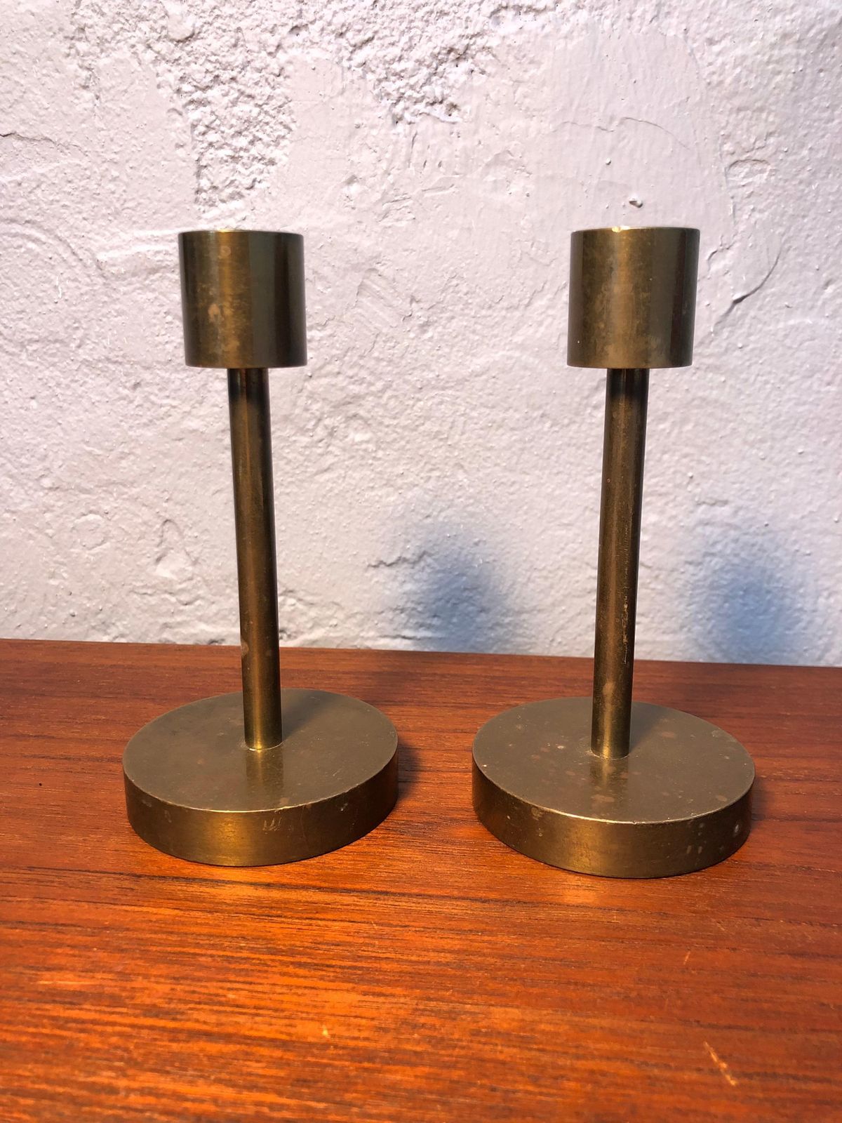 Pair Of Mid Century Danish Brass Candle Holders photo 116.0