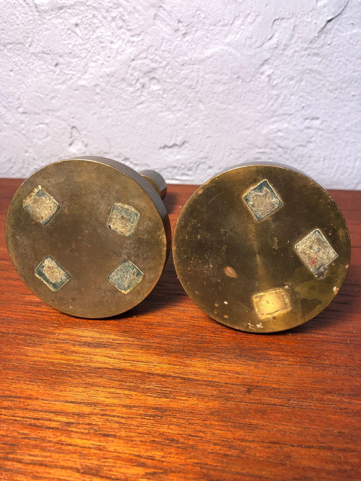 Home Decor Pair Of Mid Century Danish Brass Candle Holders photo