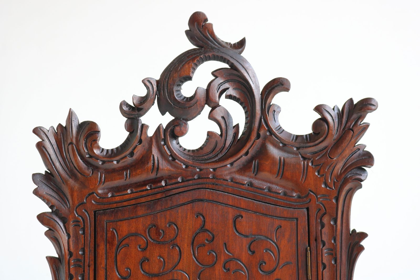 Antique French Renaissance Revival Richly Carved Wall Cabinet 19th Century Brass photo for sale