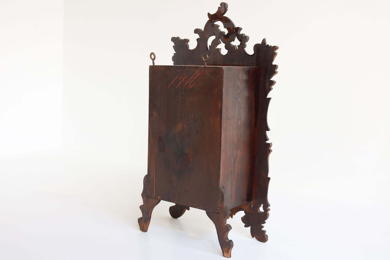 photo for sale Antique French Renaissance Revival Richly Carved Wall Cabinet 19th Century Brass