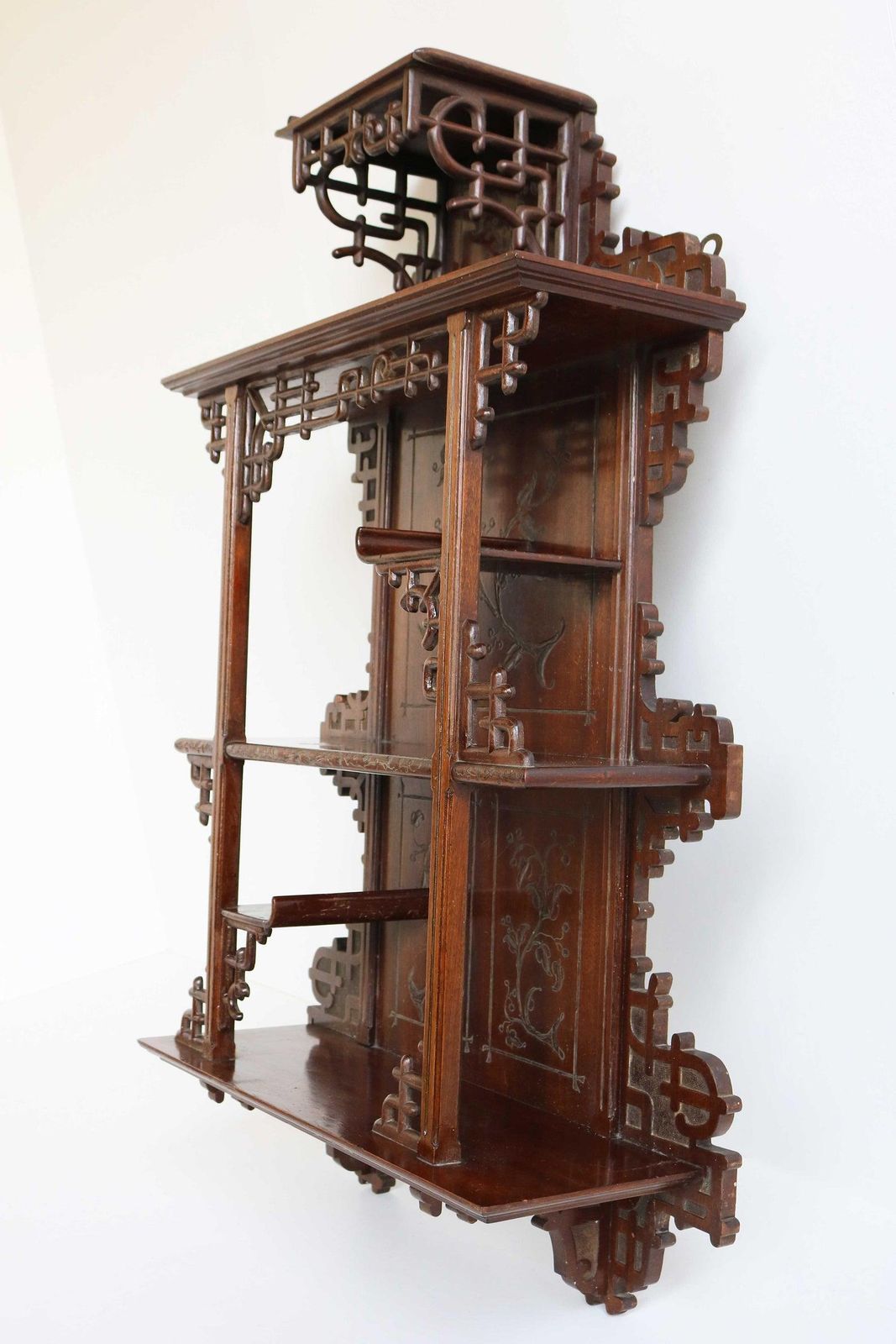 Antiek Art Nouveau Wandkabinet Mahonie 1890 Japanse Gabriel Viardot Stijl photo 2043.0