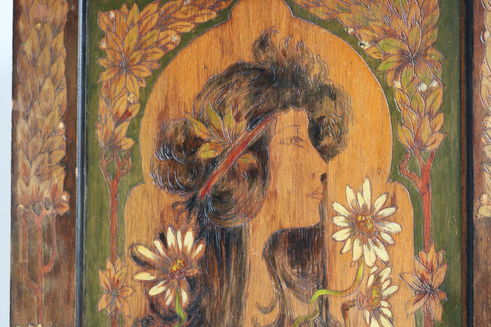 French Art Nouveau Wall / Hanging Cabinet Attributed To Alphonse Mucha 1900 Wood photo 2298.0