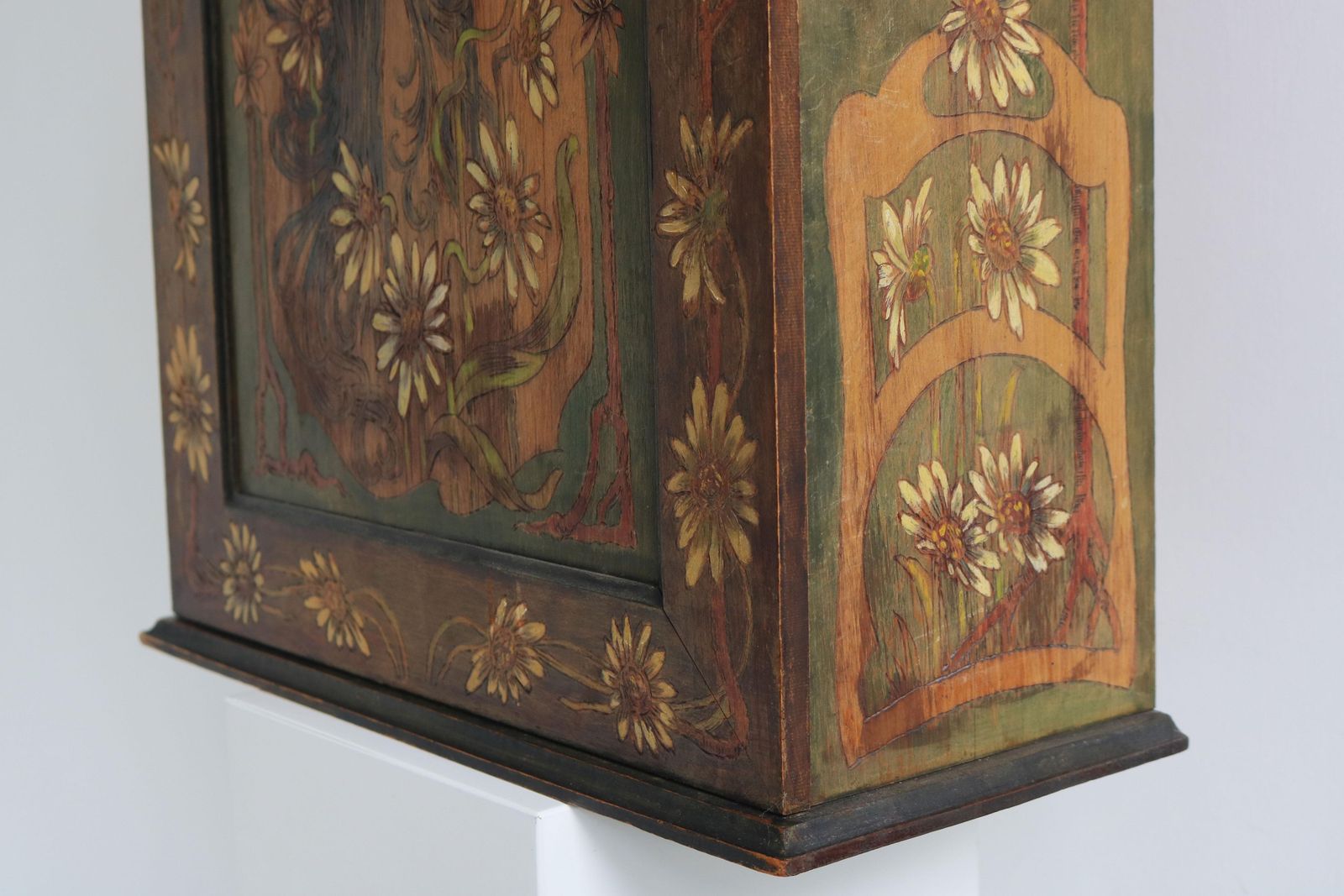 French Art Nouveau Wall / Hanging Cabinet Attributed To Alphonse Mucha 1900 Wood photo buy