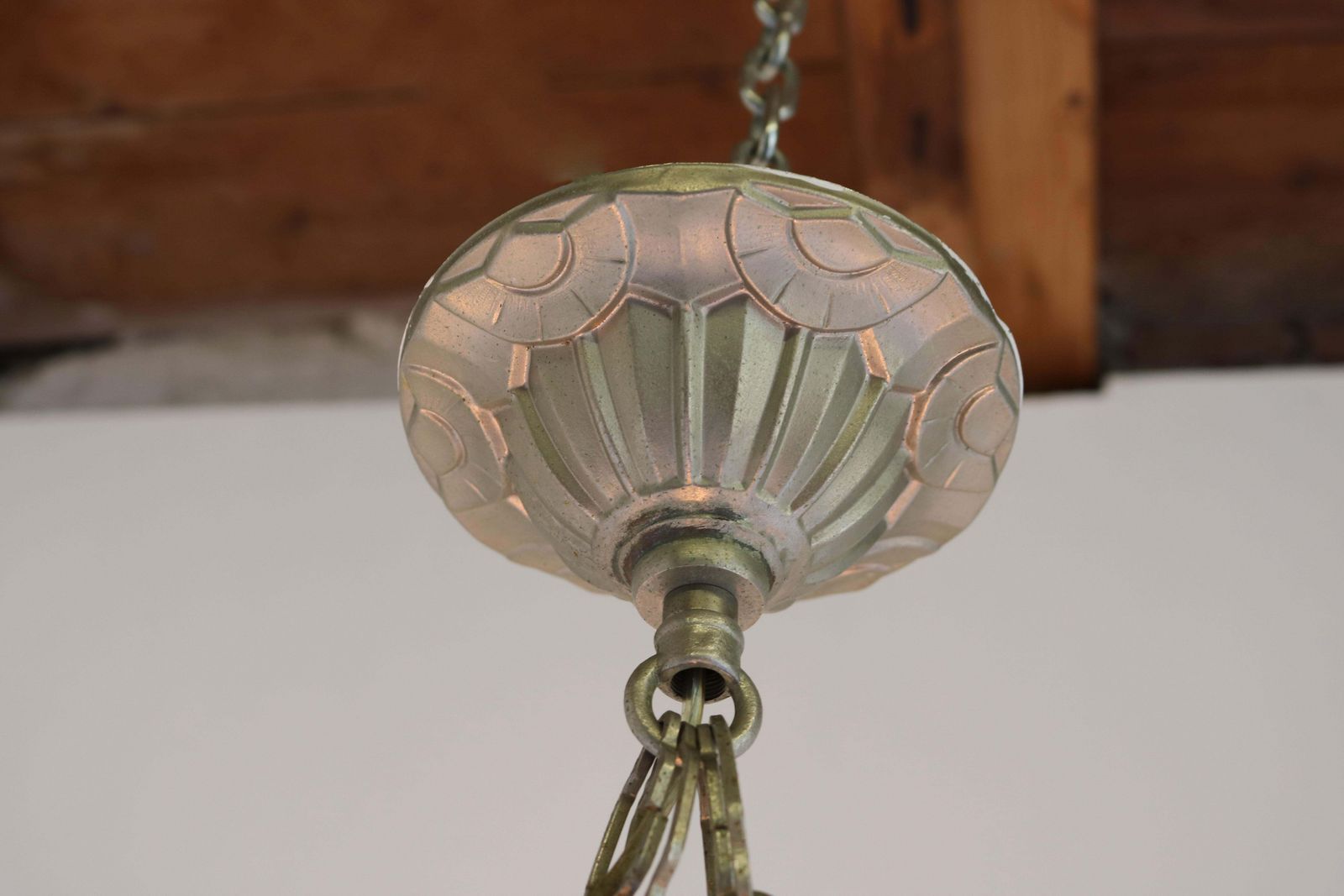 1445.0 Art Deco Hanglamp Van Loys Lucha – Frans Antiek Geometrisch Emailwerk, 1930 photo