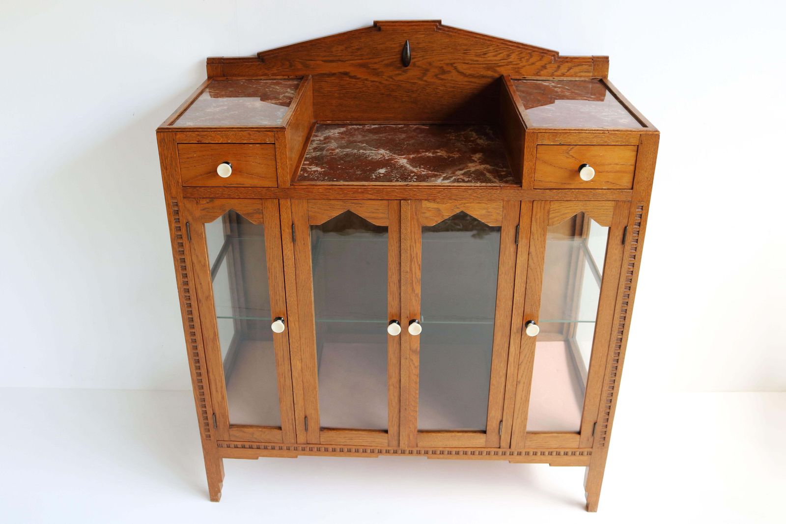 Dutch Art Deco Amsterdam School 1920 Tea Cabinet / Display Cabinet Faux Marble photo furniture