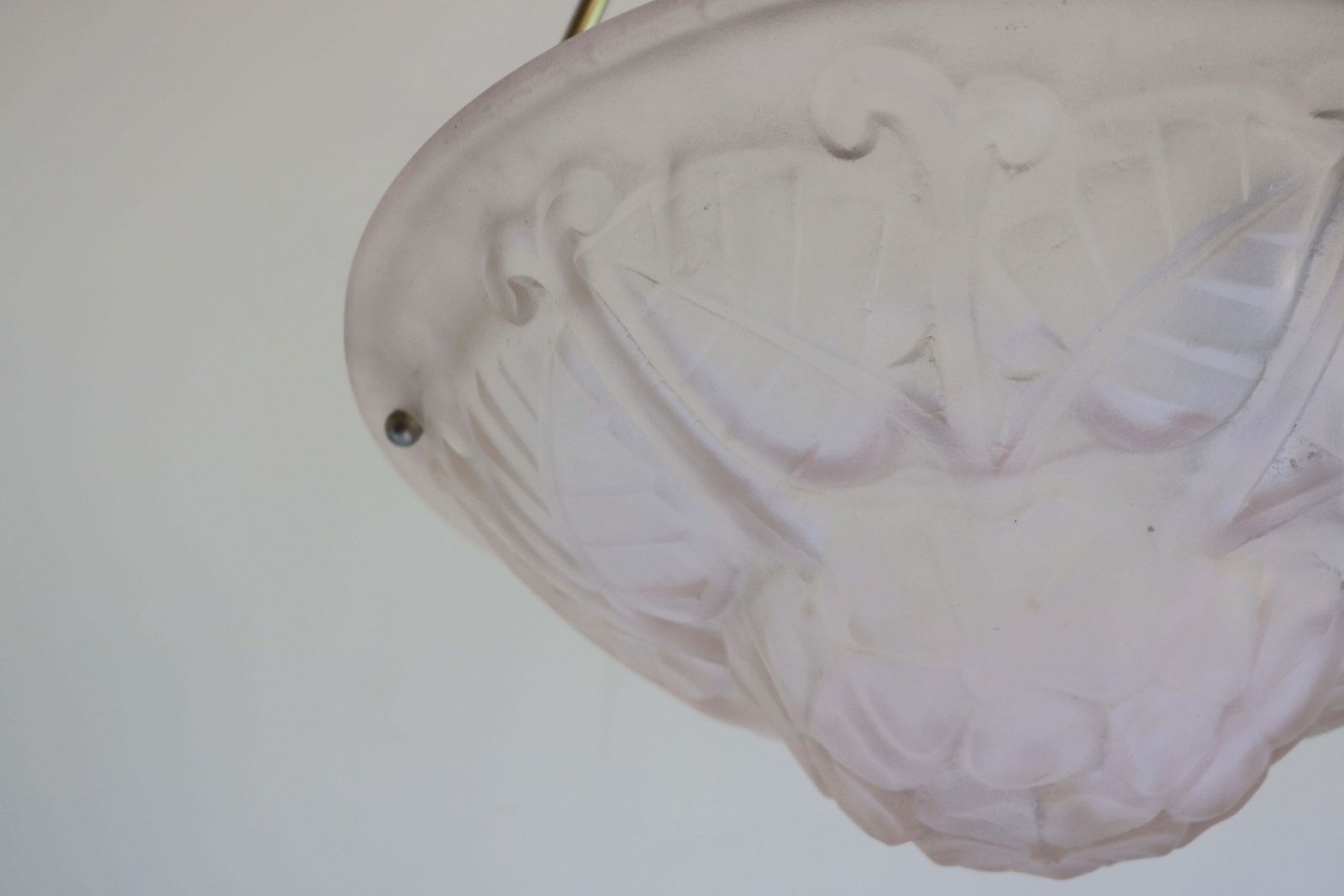 Antique Art Deco / Art Nouveau Floral Pendant Chandelier By Degue 1930 Soft Pink photo furniture