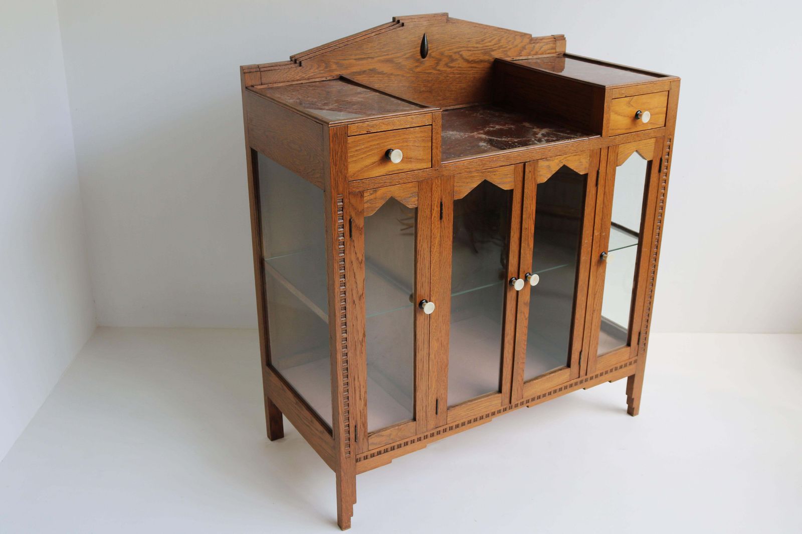 2554.0 Dutch Art Deco Amsterdam School 1920 Tea Cabinet / Display Cabinet Faux Marble photo