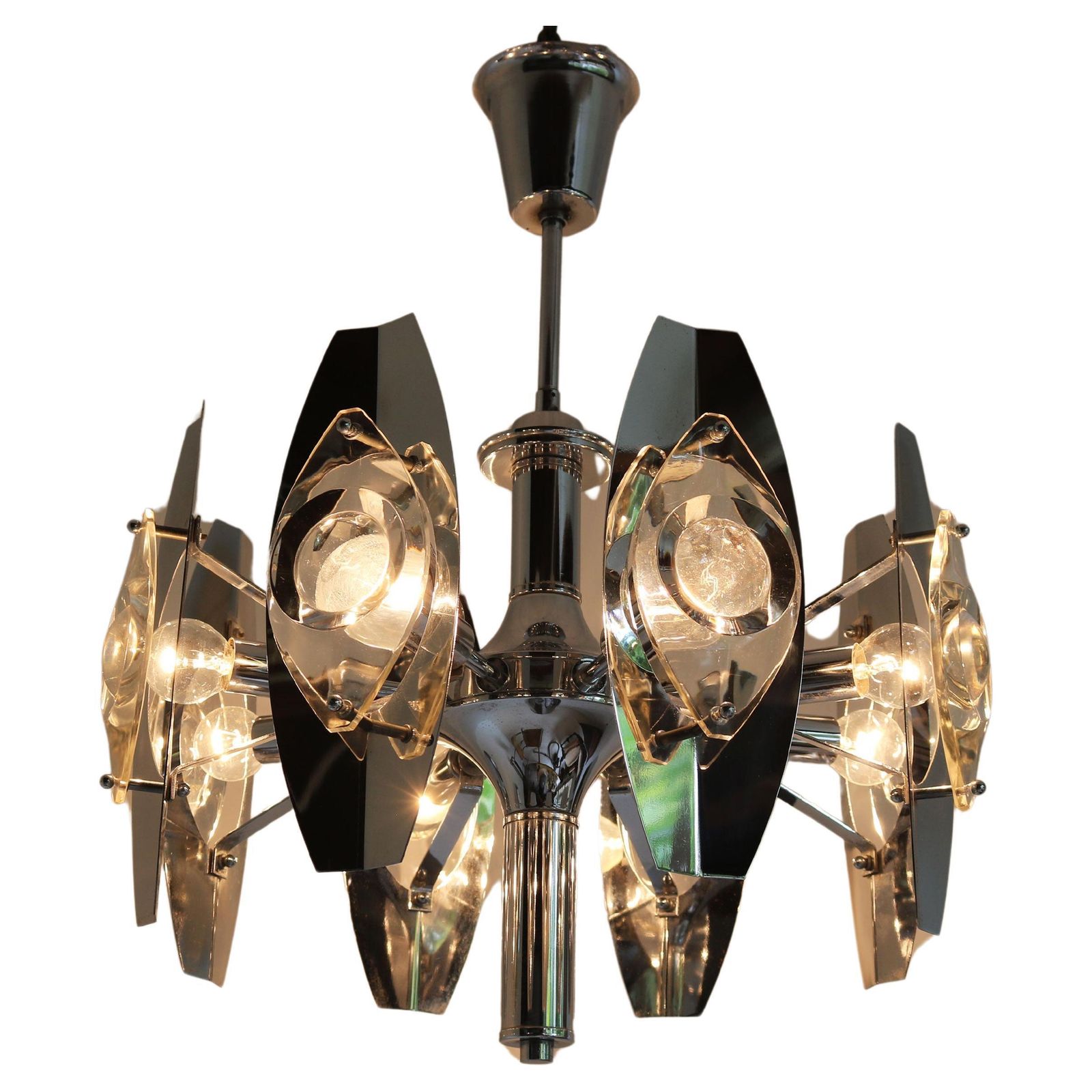 Italiaanse Design Hanglamp Uit 1960 Van Oscar Torlasco Voor Stilkronen Italy – Space Age