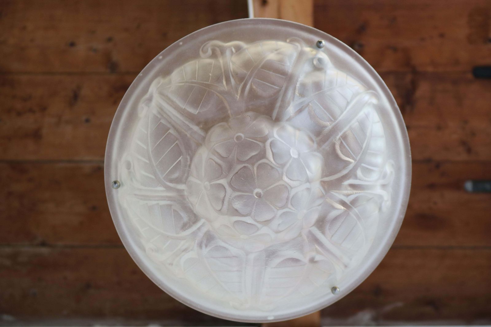 Antieke Art Deco / Art Nouveau Bloemmotief Hanglamp Van Degué, 1930, Zachtroze photo vinterior