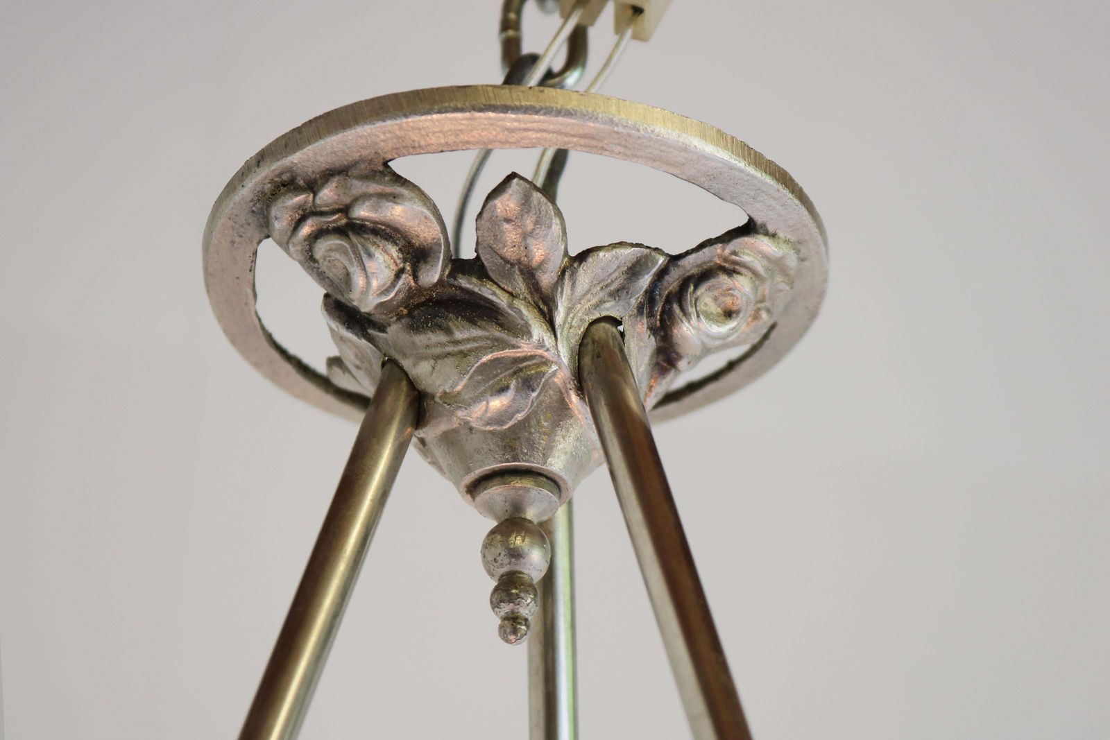 Art Deco Hanglamp / Kroonluchter Van David Gueron Degue, 1930, Bloemmotieven, Matglas photo 1360.0