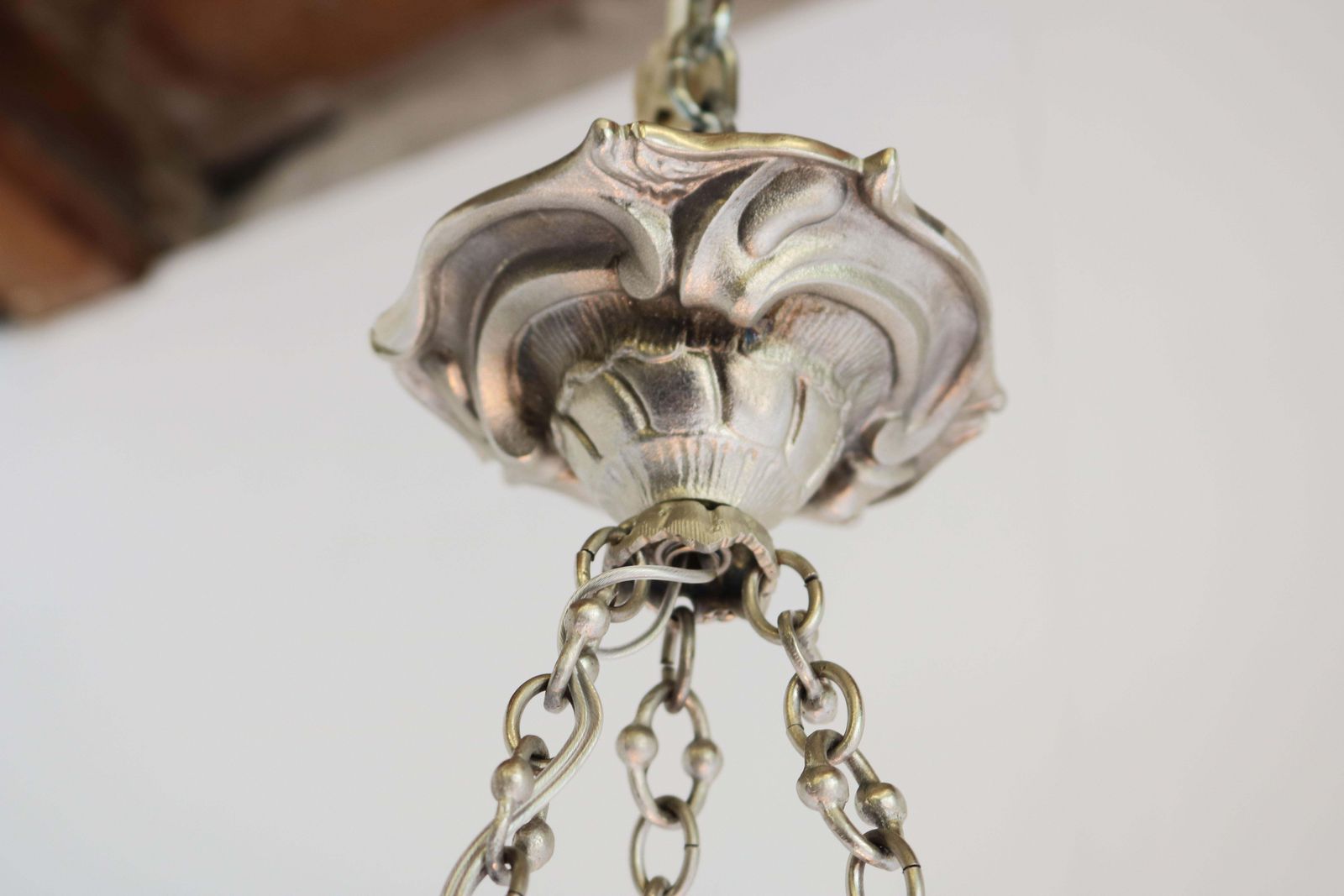 photo buy Exquisite White Geometric French Antique Art Deco Chandelier 1930 Henry Mouynet