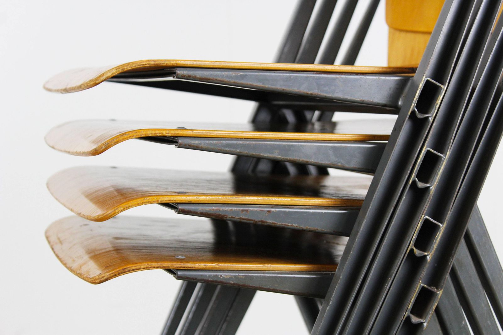 photo for sale Set Of Four Pyramid Chairs Designed By Wim Rietveld For Ahrend De Cirkel, 1963