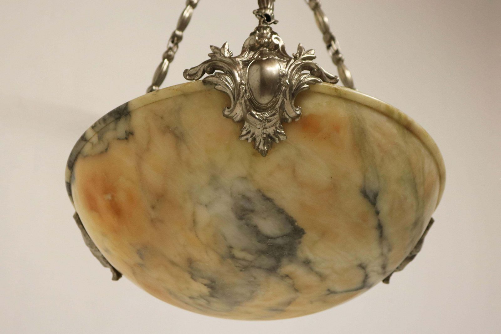 Neoklassieke Alabasten Hanglamp / Kroonluchter Zilver Brons Renaissance Revival photo buy