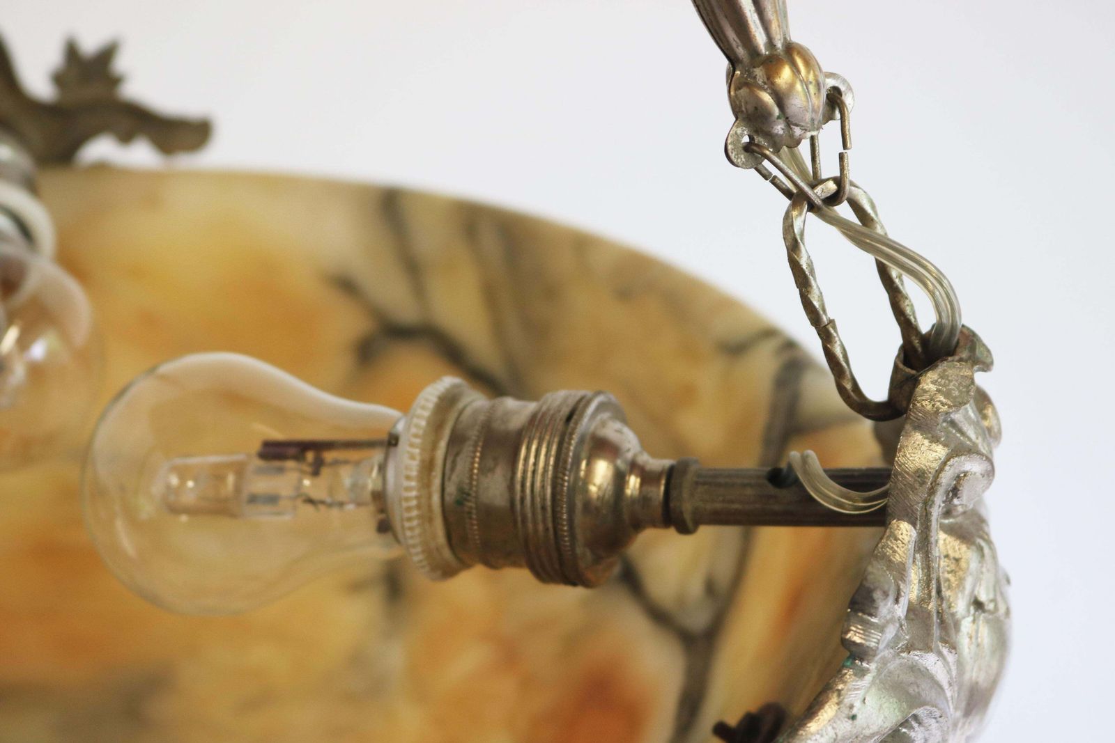 photo furniture Neoklassieke Alabasten Hanglamp / Kroonluchter Zilver Brons Renaissance Revival