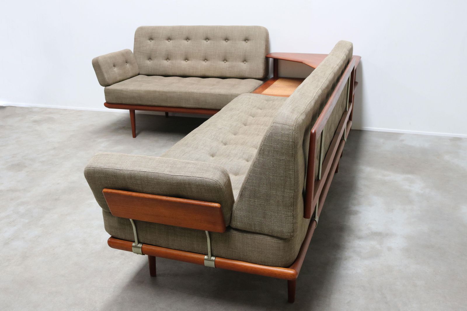 Deens Design Minerva Bankstel Door Peter Hvidt & Orla Mølgaard Nielsen, Teakhout, 1950 photo Meubels