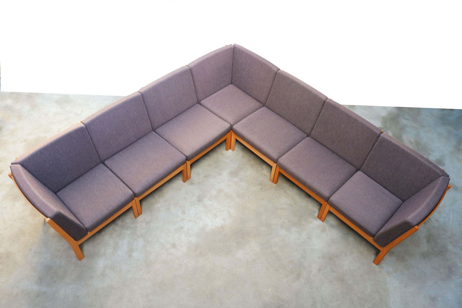 Large Modular Sofa Ge 280 By Hans J. Wegner For Getama Oak Blue Grey photo 8096.0