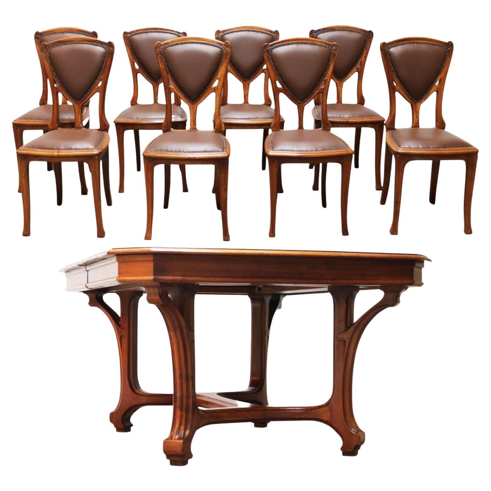 Antique French Art Nouveau Dining Room Set By Eugène Vallin 1903 Table Chairs