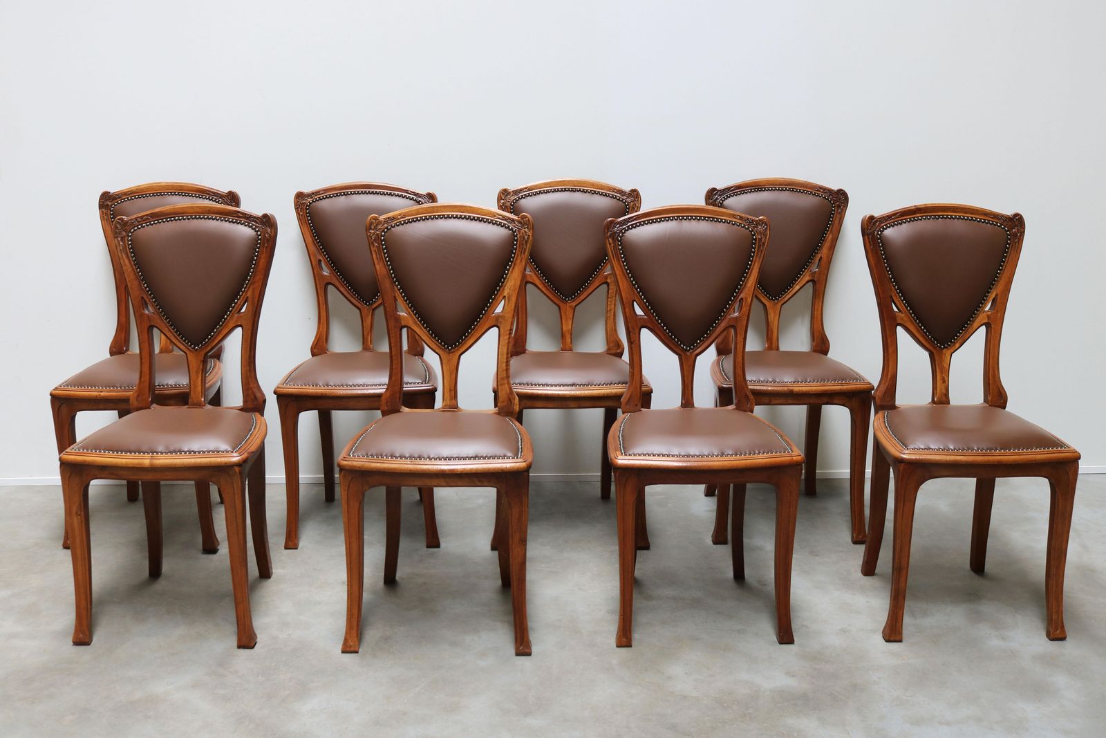 Antique French Art Nouveau Dining Room Set By Eugène Vallin 1903 Table Chairs photo furniture