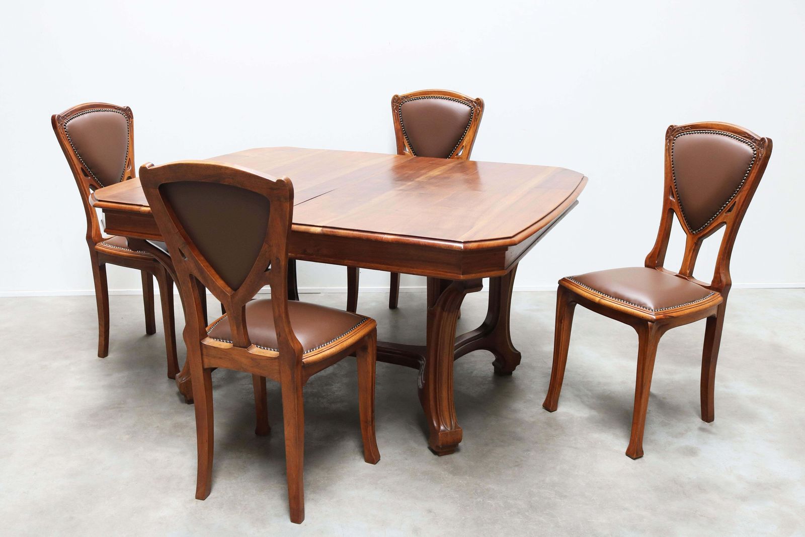 Antique French Art Nouveau Dining Room Set By Eugène Vallin 1903 Table Chairs photo vintage