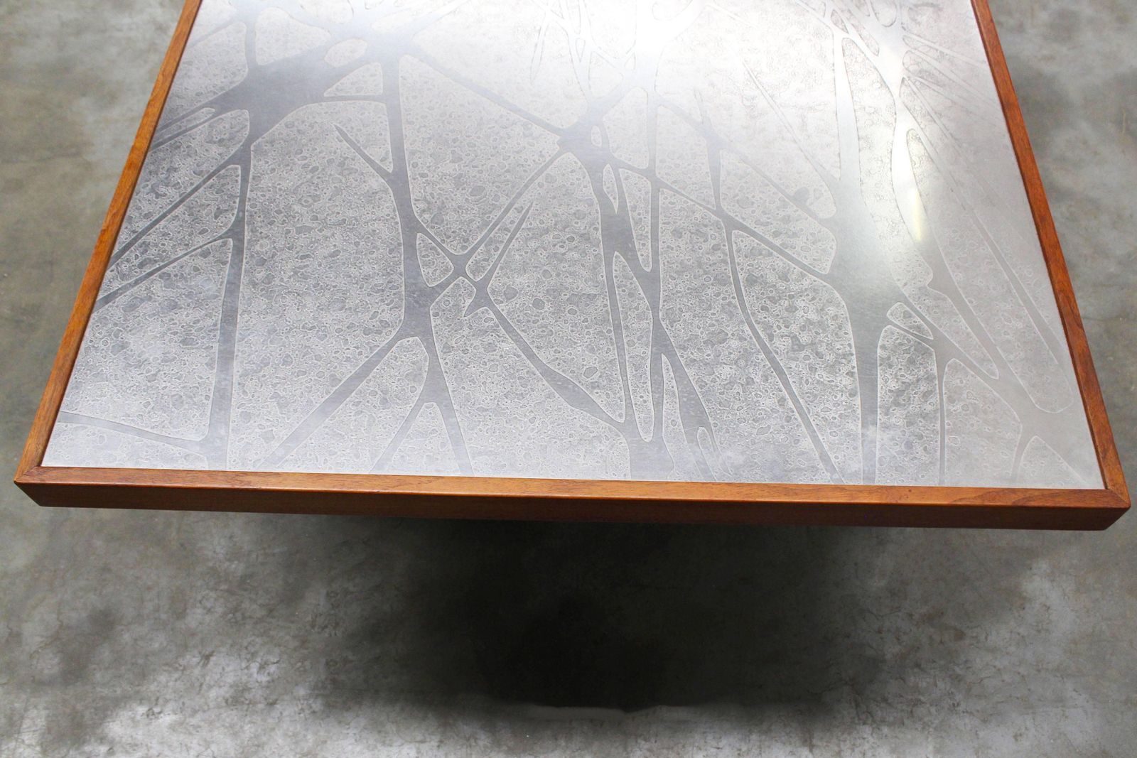 Midcentury Large Sculpted Metal And Teak Coffee Table By Heinz Lilienthal, 1970 photo buy