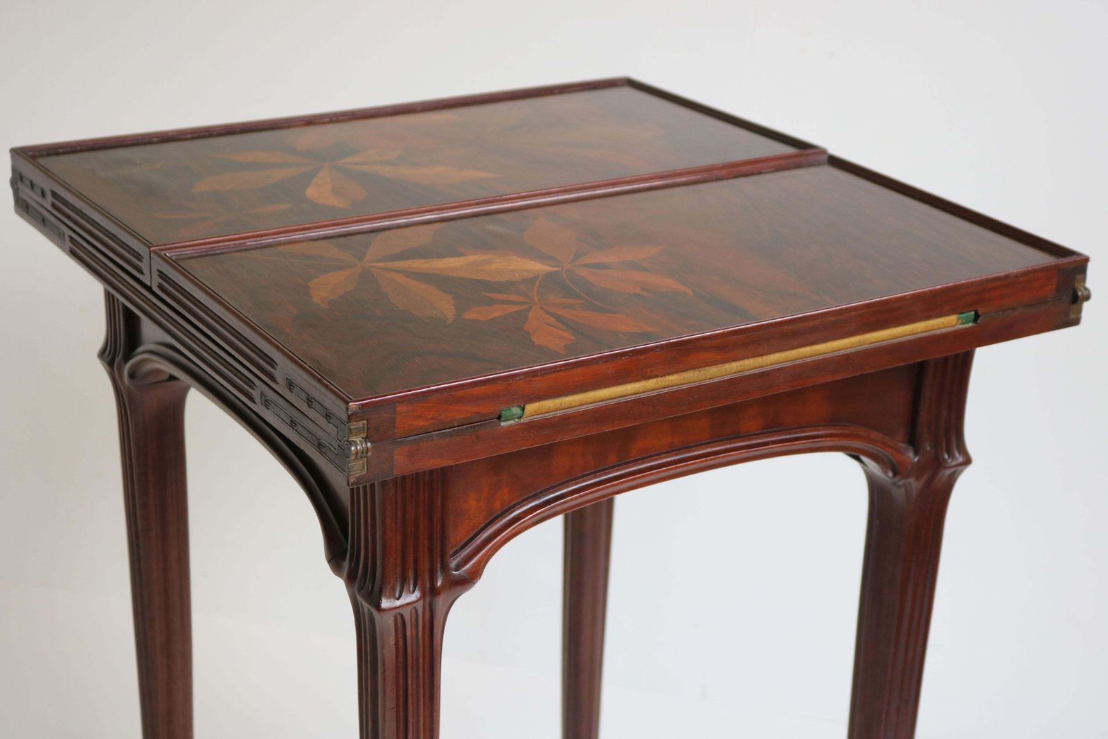 Franse Art Nouveau Speel /Bijzettafel Door Emile Gallé, 1905, Kastanje photo vinterior