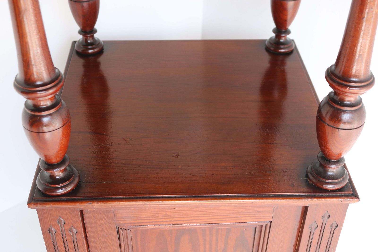 Antique French Night Stand / Bedside Table Pitchpine Red Belgian Marble Top 1900 photo Furniture