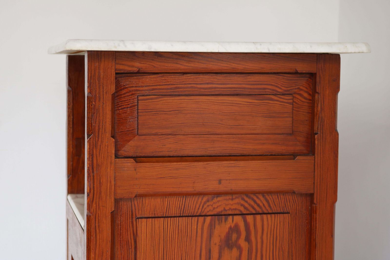 Antique 19th Century Night Stand / Cabinet Solid Pitchpine & Carrara Marble Tops photo furniture