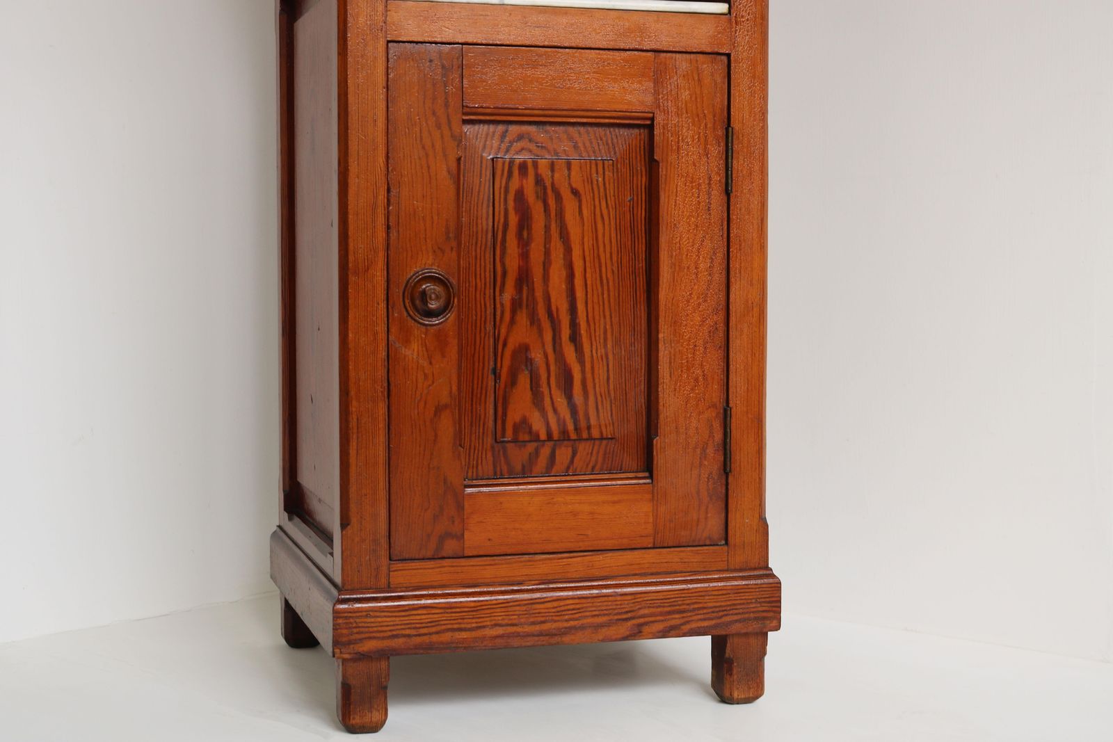 Antique 19th Century Night Stand / Cabinet Solid Pitchpine & Carrara Marble Tops photo for sale