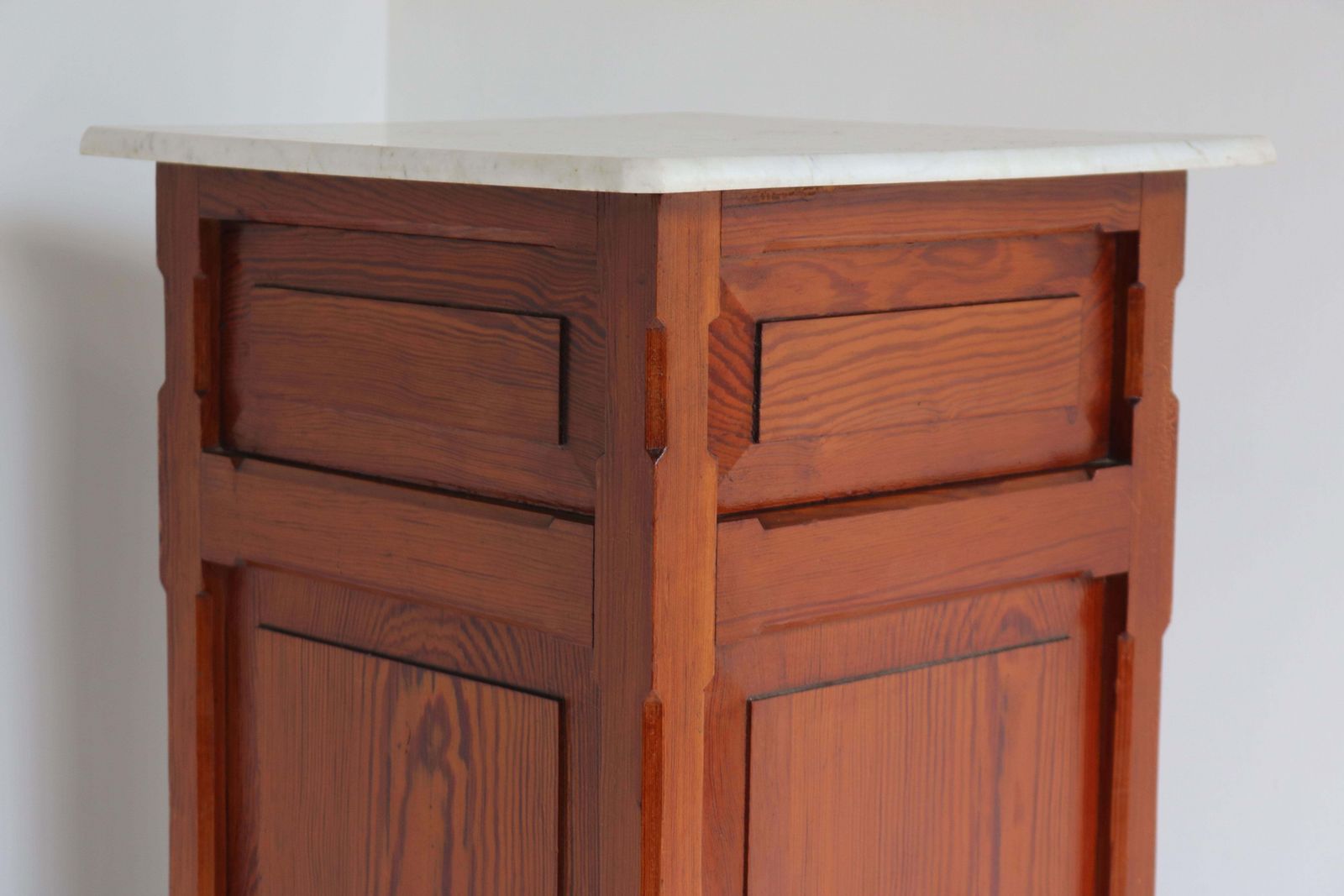 Antique 19th Century Night Stand / Cabinet Solid Pitchpine & Carrara Marble Tops photo vintage