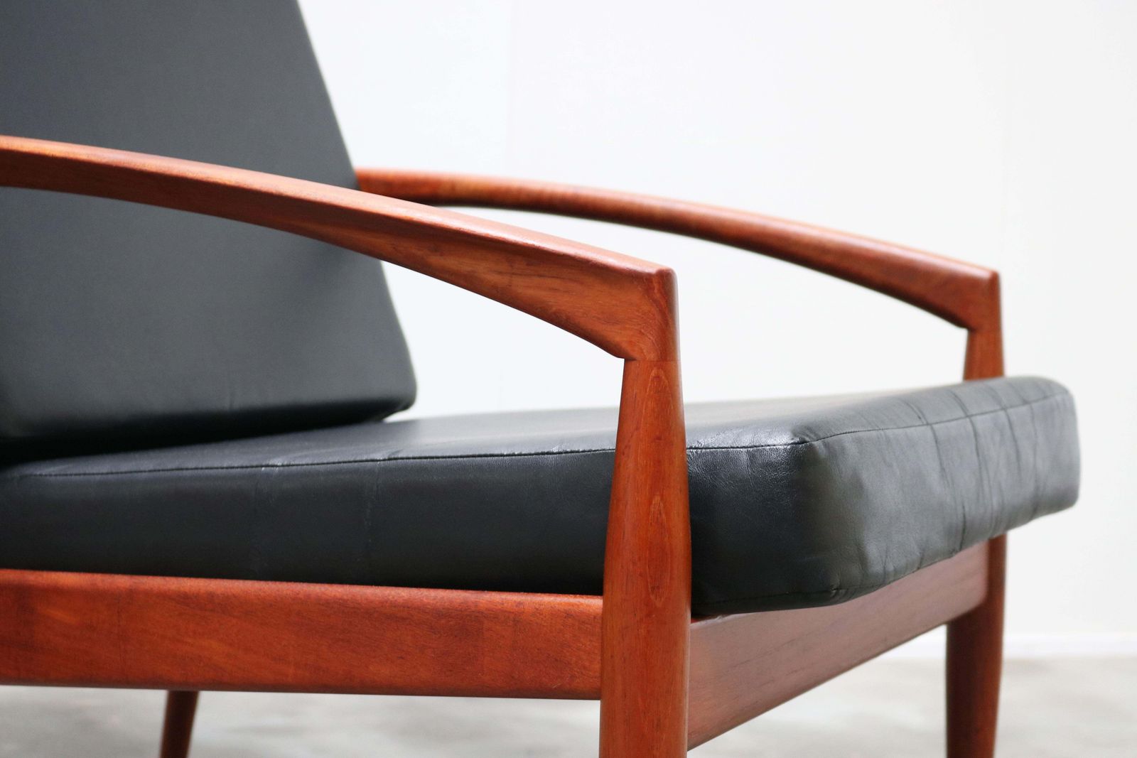Pair Of Danish Design Paper Knife Lounge Chairs By Kai Kristiansen In Teak Black photo Furniture
