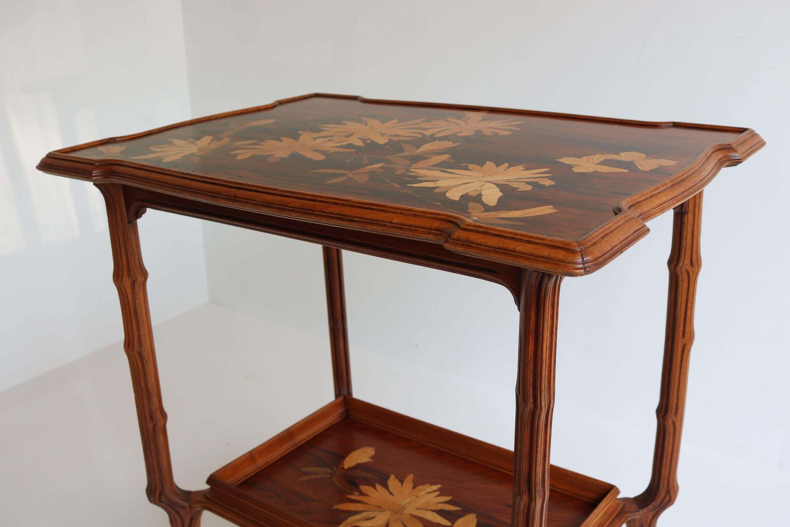 Franse Art Nouveau Marqueterie Tafel ''Japonisme'' Van Emile Gallé, 1900 photo vintage