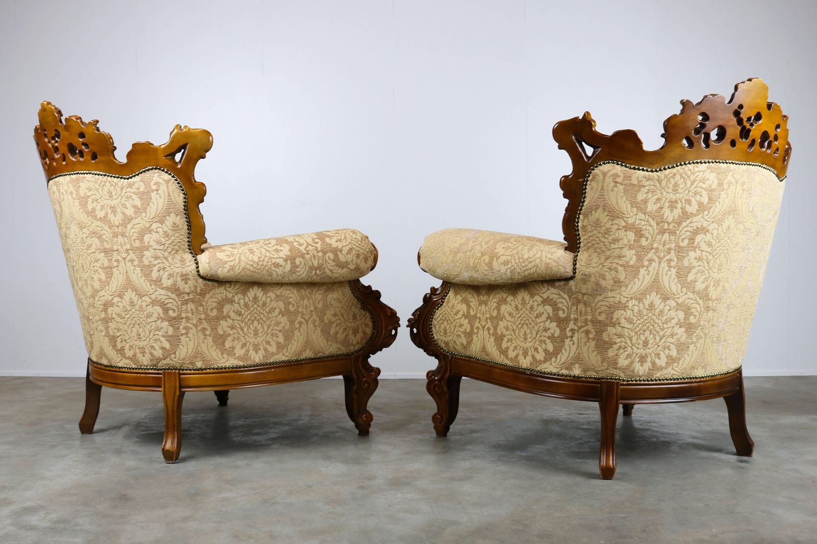 Luxurious Antique Italian Lounge Chairs In Rococo / Baroque Style Brown Beige photo Furniture