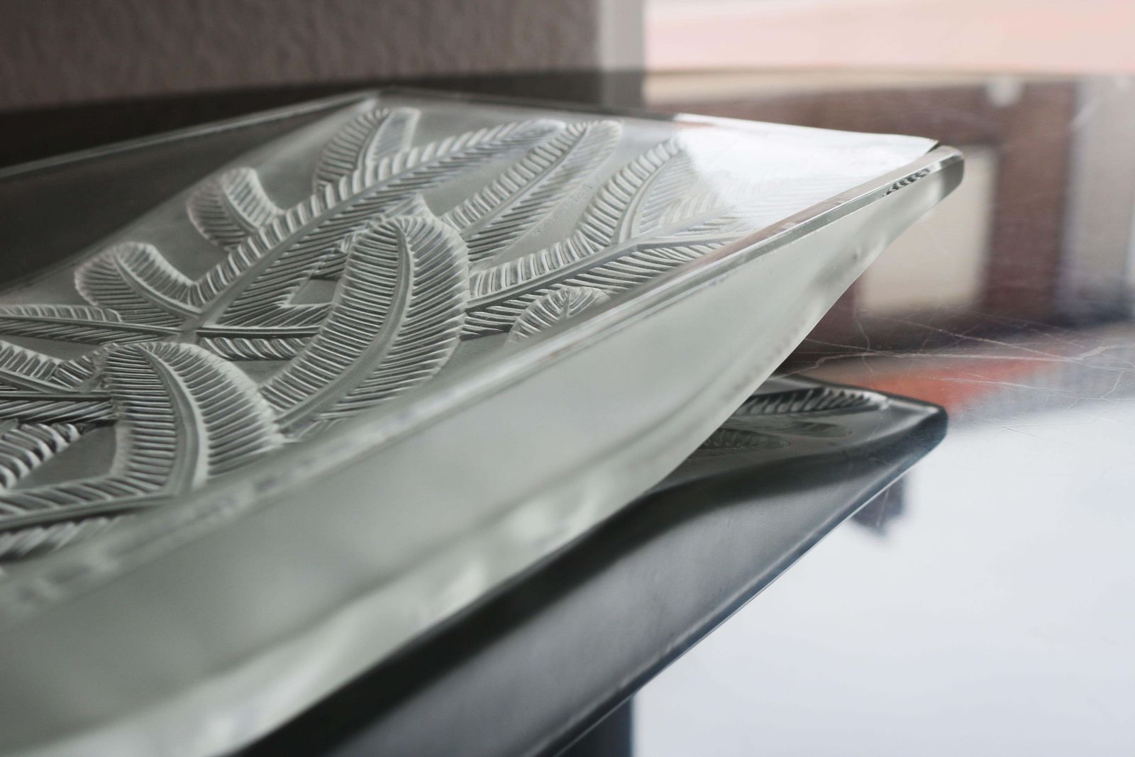 Antique Art Deco Signed Verlys France Cut Glass Fruit Bowl Centerpiece Plate photo vinterior