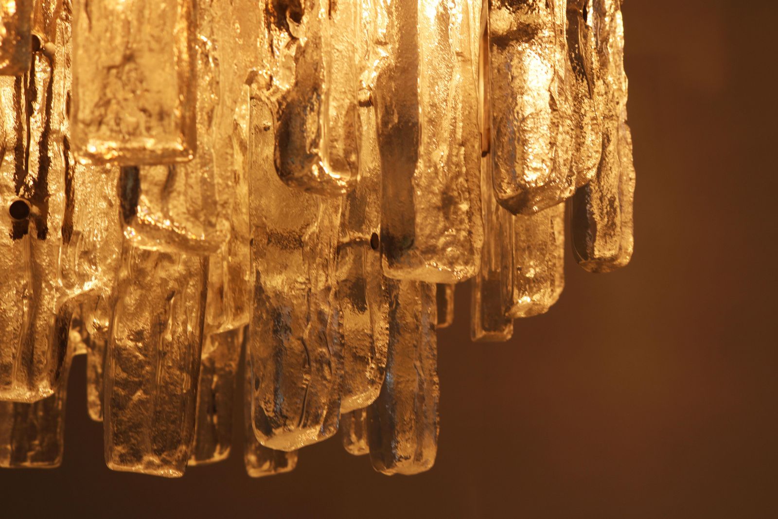 photo for sale Large Mid Century Modern Chandelier Ice Glass From J.T. Kalmar 18 Lights Austria