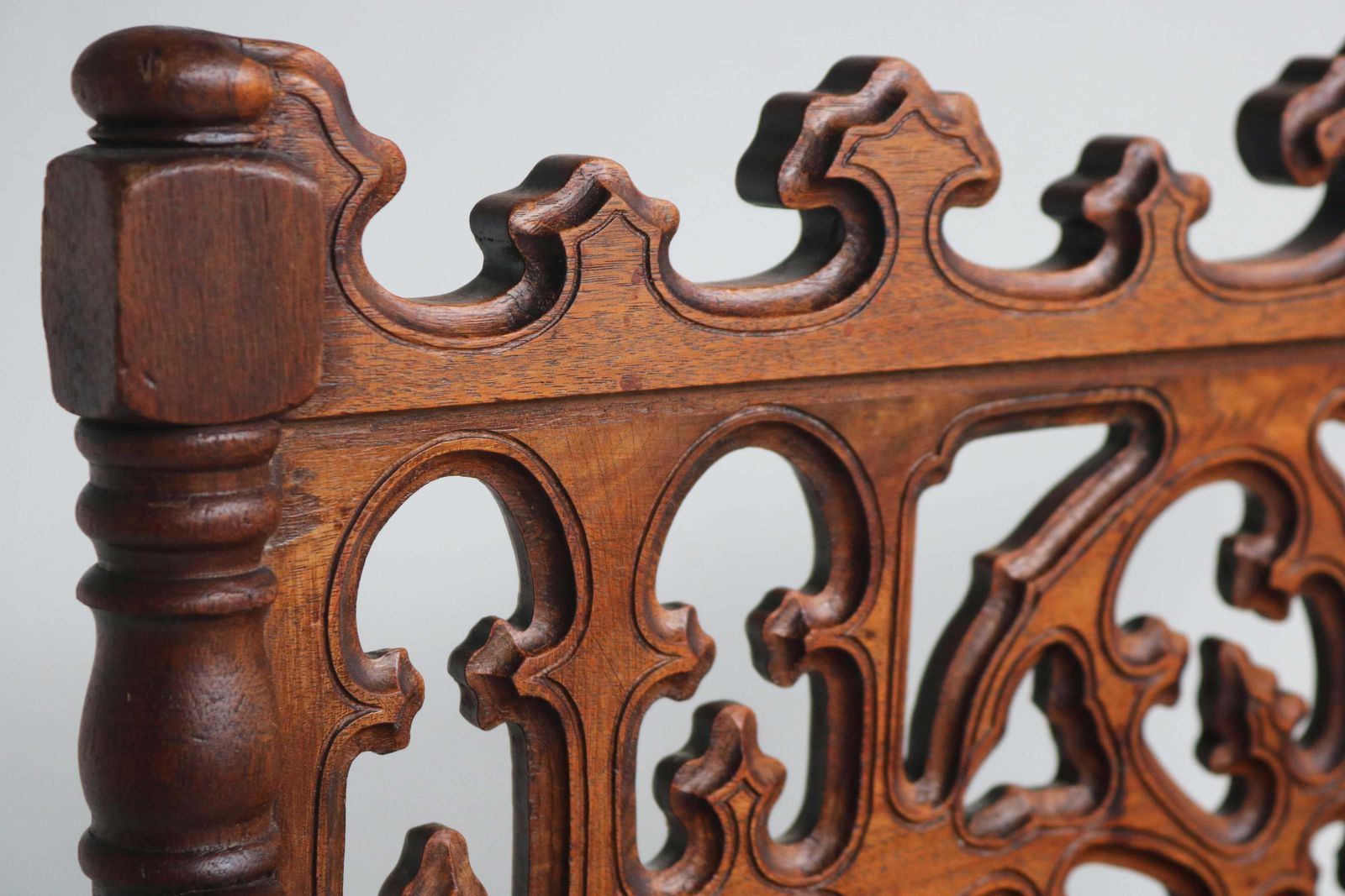 Petite Antique French Gothic Revival Wood Hall Bench Child Settle Library Steps photo Furniture