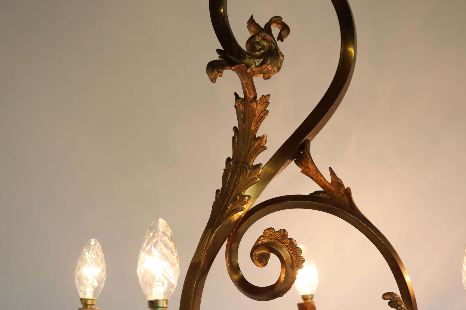 Antique French Gilded Bronze Louis XV / Rococo Style Chandelier 1880 Lamp Glass photo buy