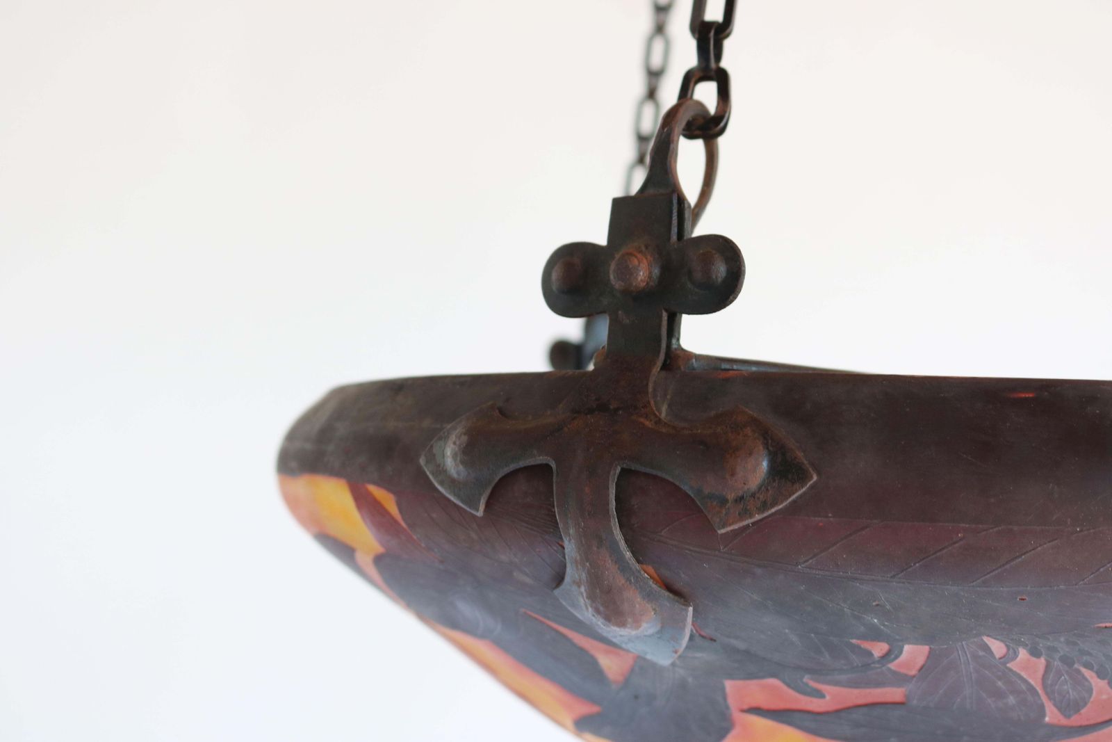 photo furniture French Daum Nancy 1910 Art Nouveau Chandelier / Pendant Light A2 Cameo Floral