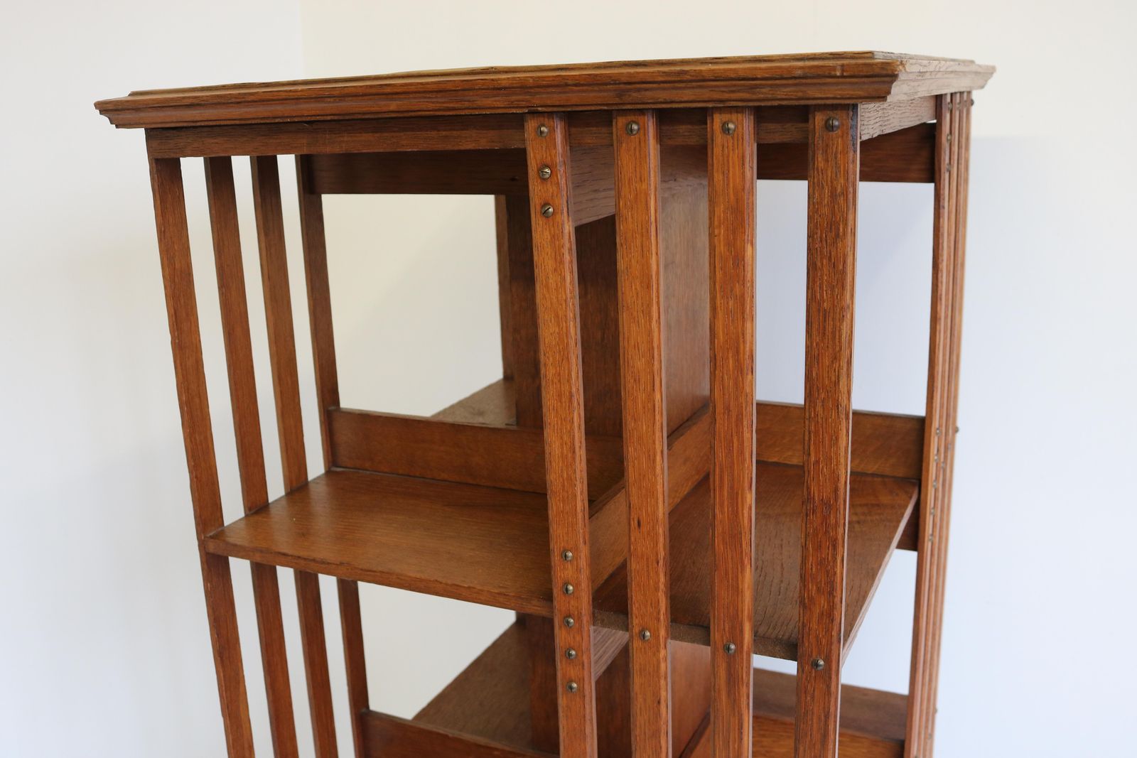 Zeldzame Grote Antieke Franse Art Deco Draaibare Boekenkast – Eiken – Studeerkamer/Bibliotheek/Kantoor photo 3151.0