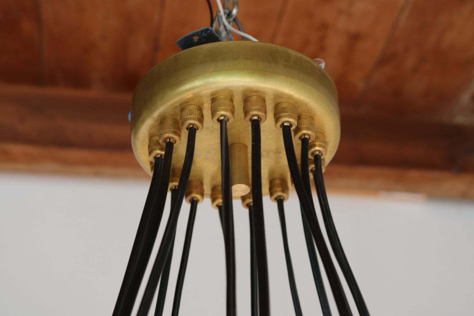 photo furniture Large Mid Century Design Minimalist Brass Italian 1950 Chandelier Stilnovo Style